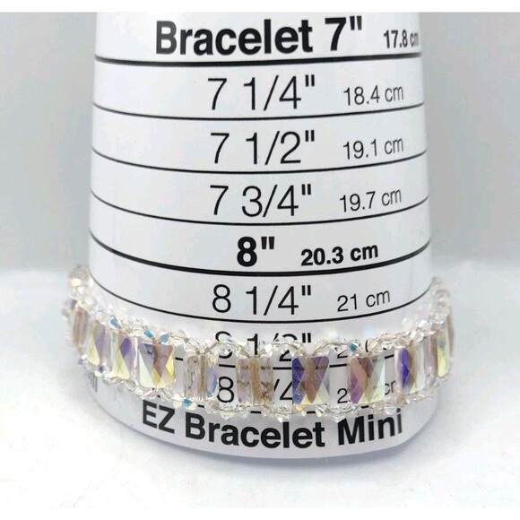 Sterling Silver 925 Aurora Borealis Rhinestone Crystal Bracelet 7.5-8.75" 14mm - Picture 12 of 13